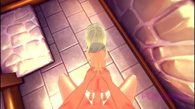 (Капан) Слугинята на елфа ви помага да се измиете.